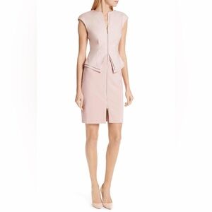 Ted Baker London Kwyli Structured Peplum Body-Con Sheath Zip Dress Blush Pink
